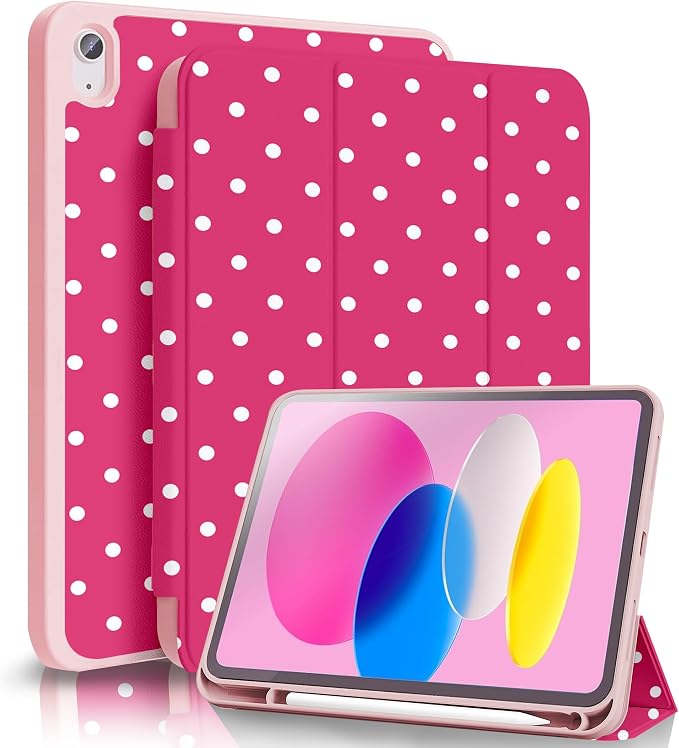 White Polka Dots Rose Red