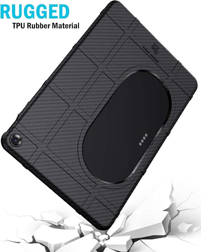 Case and Travel Cover for Google Pixel Tablet (2023) Nakedcellphone Special Ops Rugged Shield and Hard Shell View Stand Companion - Black Carbon Fiber Design