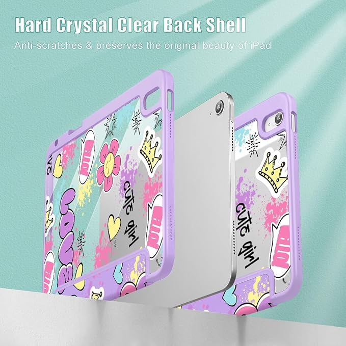 May Chen for iPad (A16) 11th Generation Case 11 Inch 2025 iPad 10th Gen Case 2022 10.9 inch Built-in Pencil Holder with Shockproof Cover Clear Back Shell Auto Wake/Sleep Cute Girl Pattern