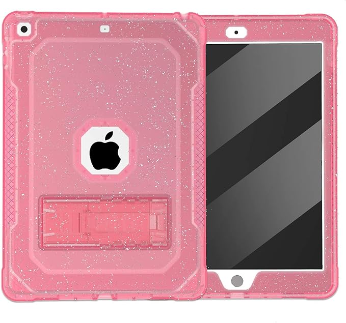 Case for iPad Air 2 Case for iPad 6th/5th Generation 2018/2017 for Apple iPad 9.7 inch with Screen Protector/StandClear Glitter Full-Body Coverage Slim Cover for Girls Women - Pink