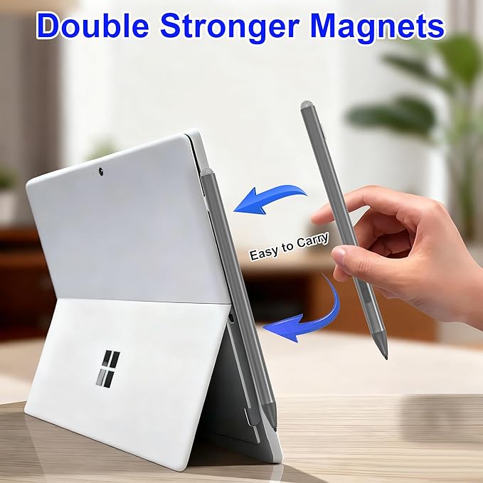 Surface Pen for Surface Pro 13/12/11/9/10/8/X/7/6/5/4/3 Surface Pro Pencil with Precision Tip Palm Rejection Tilt Sensitivity Surface Stylus for Surface Go 3/Go 2/Book/Laptop 5 (Gray)
