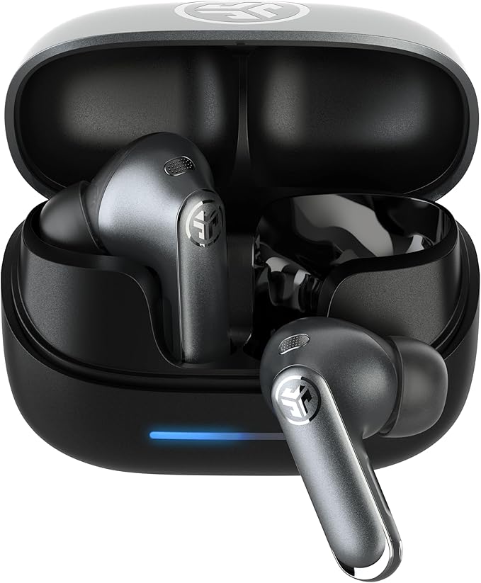 JLab Epic Pods ANC True Wireless Bluetooth Earbuds Hybrid Dual Driver System Knowles Balanced Armature Adaptive Noise Canceling 56+ Hours Playtime Custom Sound via App Wireless Charging Black
