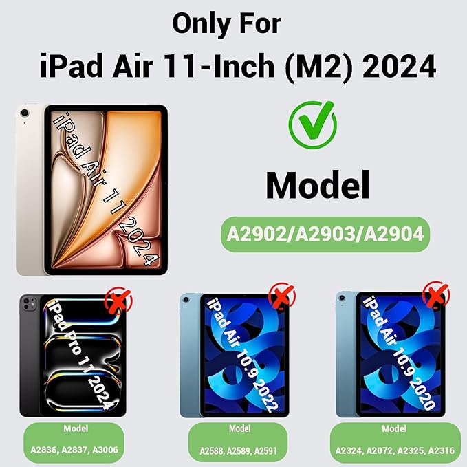 for iPad Air 11-Inch Case M3/M2 (2025/2024) Shockproof Case for iPad Air 7th/6th Generation 11 Inch with Screen Protector/Pencil Holder/Kickstand [Hand &amp Shoulder Strap]Black+Blue