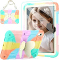 Case for iPad (A16) 11th/10th Generation (2025/2022) 11/10.9 for Kids Girls with 9H Tempered Glass Screen Protector Butterfly Stand Carrying Strap Shockproof - Colorful