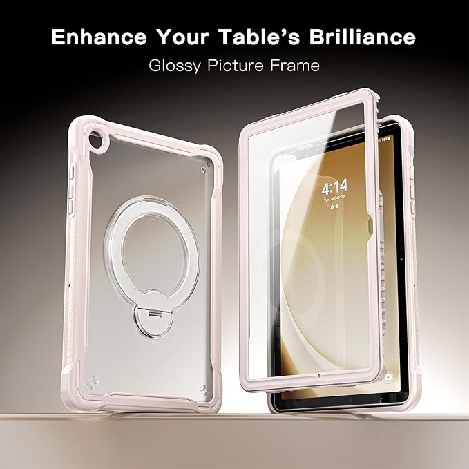 Lunivop Compatible with Samsung Galaxy Tab A9 Plus Case 11 Inch with 360° Rotating Aluminium Stan Stand Built-in 9H+ Hardness Screen Protector Military - Grade Tablet Cover for A9+ Plus Khaki
