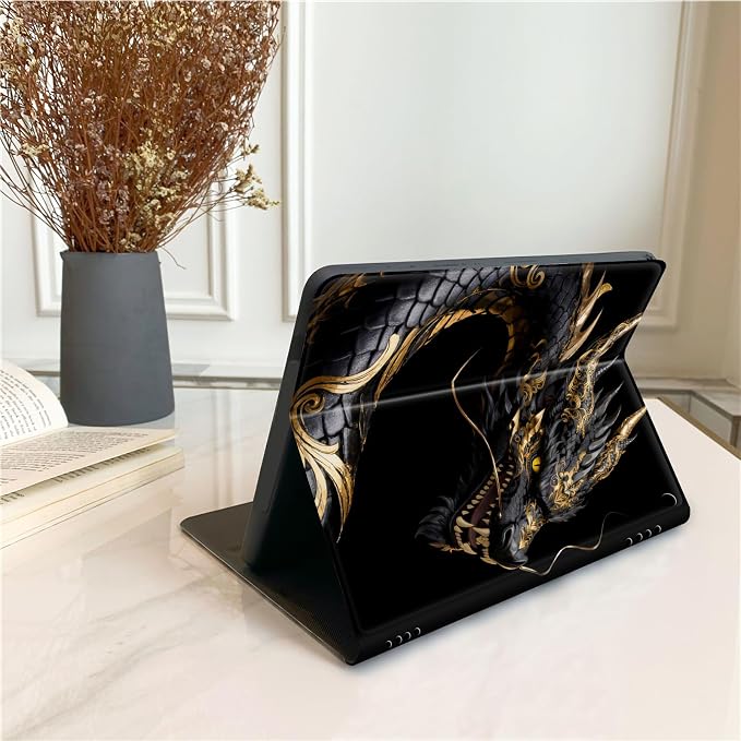 Black Dragon With Gold Patterns