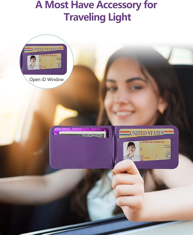 ExtreLife 2-in-1 Magsafe Wallet Adjustable Phone Stand Open ID Window Magnetic Wallet for iPhone 17/16/15/14 Pro Max/14 Pro/14/14 Plus/13/12 Series 9 Cards Holder Vegan Leather Purple