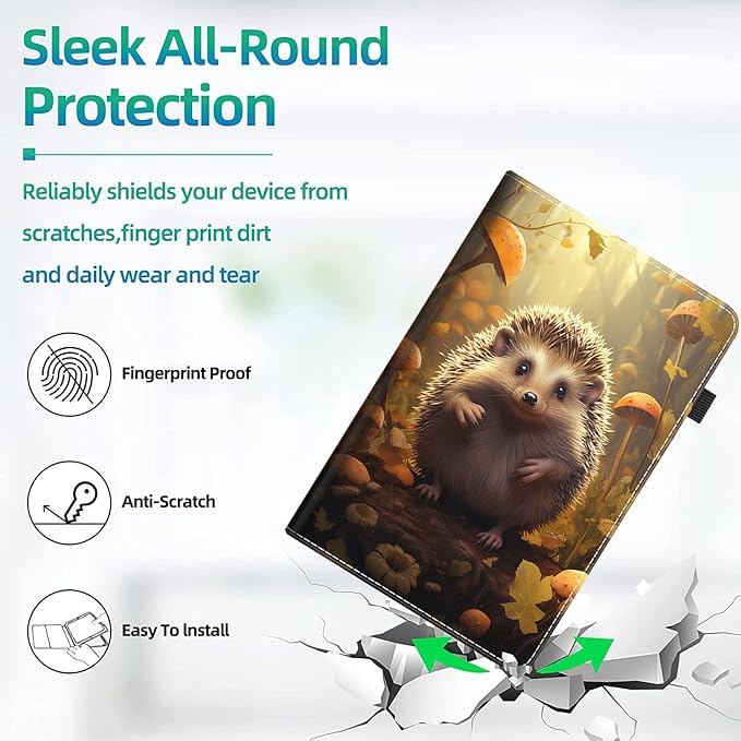 Case for All-New Amazon Kindle Fire HD 10 and Fire HD 10 Plus Tablet (13th/11th Generation 2023/2021 Release) 10.1 Slim Folding Stand Cover with Auto Wake/Sleep Hedgehog
