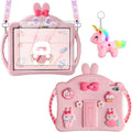 WESADN for iPad 10th Generation Case 10.9 Inch 2022 Kids Girls for iPad A16 Case 11th Gen 11 Inch 2025 with Screen Protector Shoulder Strap Kickstand Keychain Cute Rabbit Silicone Tablet CoverPink