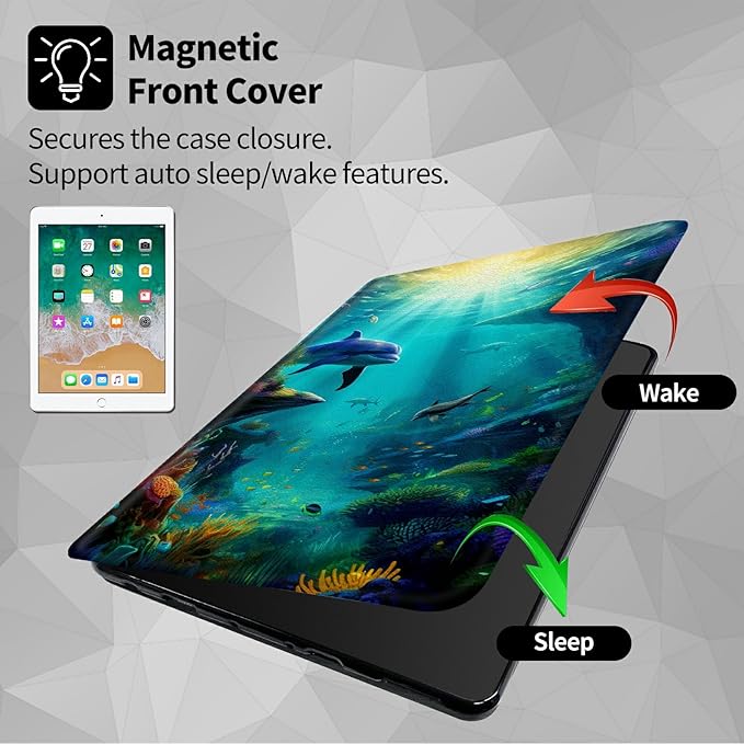 Case for Amazon Kindle Fire Max 11 Case (13th Generation 2023 Release) 11360 Degree Rotating Swivel Stand Protective Cover for Kindle Fire Max 11 2023Dolphins Fish and Turtle