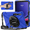 BRAECNstock for Samsung Galaxy Tab S10 Lite/ S10 FE/ S9 FE/ S9/ S8/ S7 5G Case 10.9/ 11 Shockproof Protective Kids Case with Pencil Holder Rotating Hand Strap &amp Stand Shoulder Strap Blue