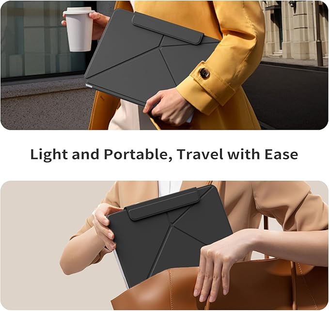 kenke Case for iPad Air 11 Inch M4/M3/M2 (2026/2025/2024) iPad Air 5th/4th Generation 10.9 Inch (2022/2020) with Clasp Slim Multi Angle Stand Cover with Pencil Holder Magnetic Back Black
