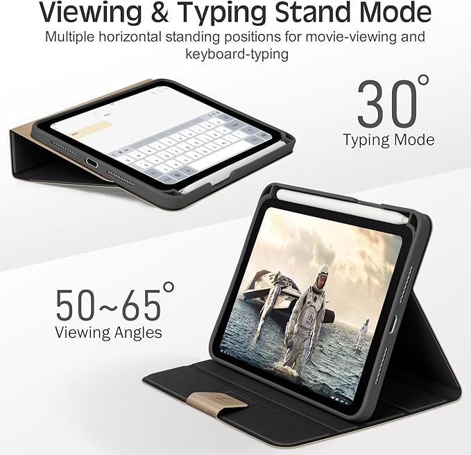KingBlanc Case for iPad mini 7 (A17 Pro) iPad mini 7th/6th Generation (2024/2021 8.3 inch) with Pencil Holder Vegan Leather Stand Cover Auto Sleep/Wake Adjustable Viewing/Drawing Angle Beige