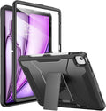 Soke Case for iPad Air 13-Inch M4 2026 M3 2025 &amp M2 2024with Built-in Screen Protector and Kickstand Rugged Full-Body Heavy Duty Protective Cover for Apple iPad Air 13 - Black