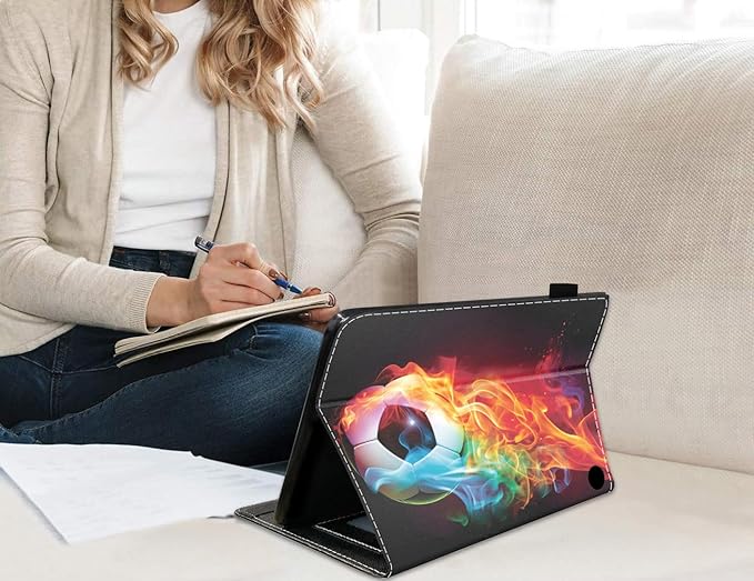 Case for All-New Amazon Fire HD 10 &amp 10 Plus Tablet 10.1 (13th/11th Generation 2023/2021 Release) Slim PU Leather Stand Cover with Card Slot &amp Auto Wake/Sleep Flame Football