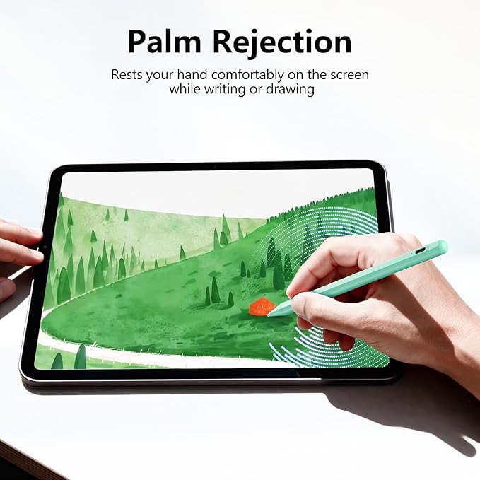 Stylus Pen for iPad 6th-11th Generation-2X Fast Charge Active Pencil Compatible with 2018-2025 Apple iPad Pro 11/12.9/M4iPad Air 3/4/5/M2/M3iPad mini 5/6 Gen-Green