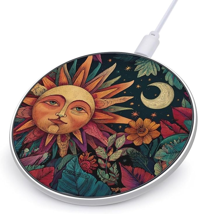 Sun and Moon Accompanying Phone Charger Magnetic Charging Pad Anti-Slip with USB Cable