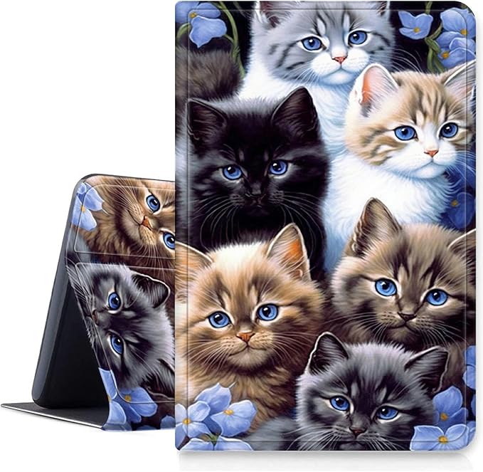 DIGTIALLL Case for iPad 10.2 iPad 9th Generation 2021/ iPad 8th Generation 2020/ iPad 7th Generation 2019 PU Leather Smart Protective Cover with Auto Sleep/WakeCute Cat