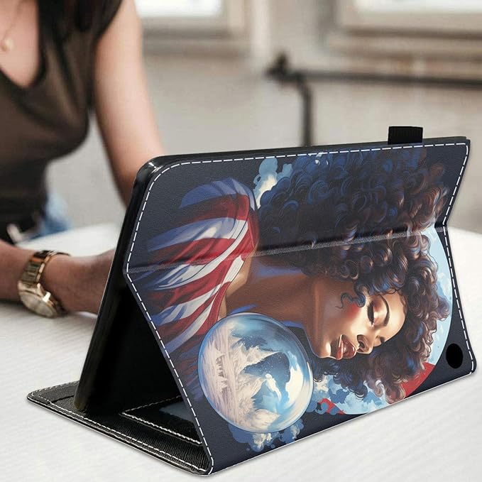 Case for Amazon Kindle Fire HD 8/Fire HD 8 Plus Tablet (12th/10th Generation 2024/2022/2020 Release) Slim Stand Folio Cover with Card Slot &amp Auto Wake/Sleep African American Women