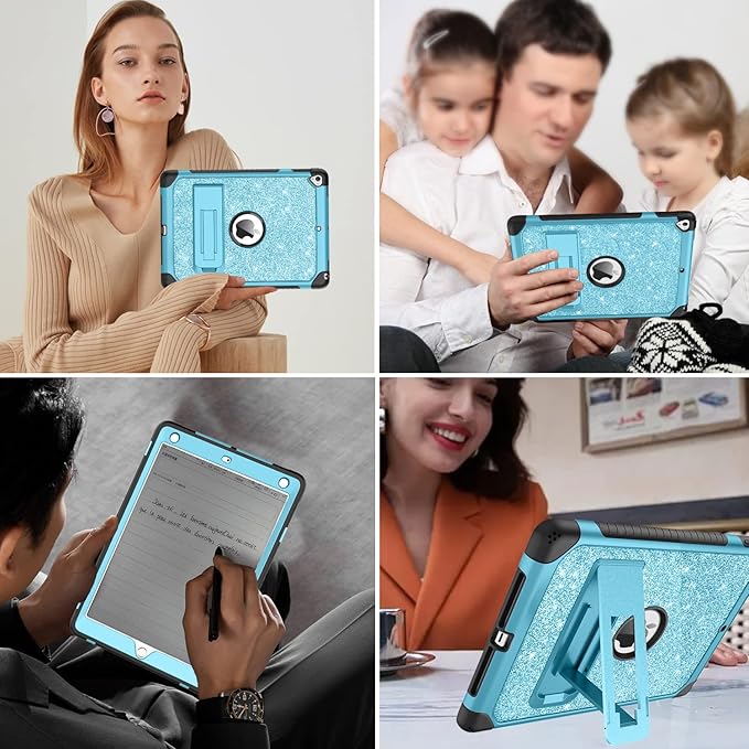YINLAI Case for iPad 9.7 InchiPad 6th 5th Generation CaseiPad air 2 Case with Kickstand Holder Glitter Bling Kid Girl Women Shockproof Protective Cover for iPad 6th 5th Gen/iPad Air 2rd Gen Blue