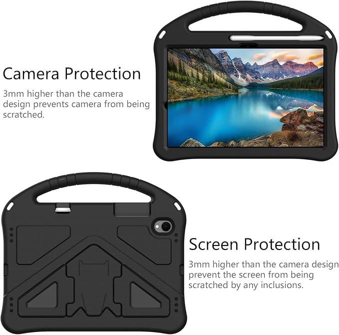 Kids Case for Samsung Galaxy Tab S11 2025 11 Tablet Techcircle Light Weight Shock Proof EVA Foam Handle Rugged Stand Protective Case Black