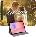 Custom Photo Personalized Flip Case for Samsung Galaxy Tab S9+/S9 Plus 12.4 inch(2023)Model Code: SM-X810/X816B Samsung Galaxy Tablet Customized Picture Text Leather Stand Cover Protective Case