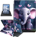 Case for iPad 10.2 Case iPad 9th/iPad 8th/iPad 7th Generation 2021/2020/2019 Elephant and Pink Hearts Theme 360 Degree Rotating Stand Protective Cover with Auto Sleep/Wake for iPad 10.2 Tablet