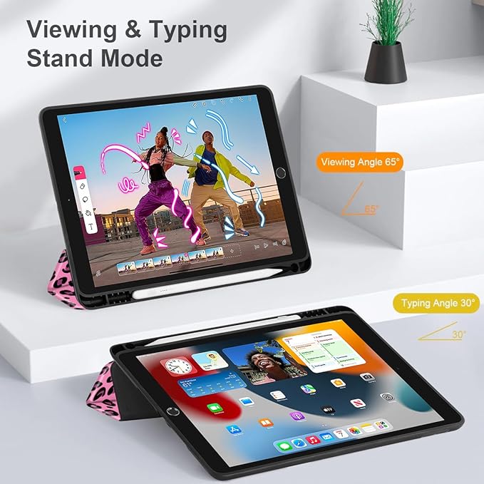 Mektron Designed Printed iPad 10.2 Case 9th Gen (2021)/ 8th Gen (2020)/ 7th Gen (2019) with Pencil Holder Slim Protective Case with Soft TPU Back for iPad 10.2 inch Composition Book
