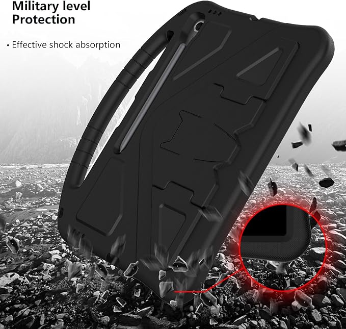 for Samsung Galaxy Tab S10 FE+ Plus Case 13.1 inch 2025 Kids EVA Shockproof Cover with Stand Handle (Black)