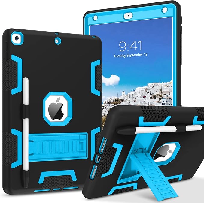 BENTOBEN iPad 9th Generation Case iPad 8th Generation Case iPad 7th Gen Case iPad 10.2 2021/2020/2019 Case 3 in 1 Heavy Duty Rugged Shockproof Protective Cover with Stand Pen Holder Black/Blue