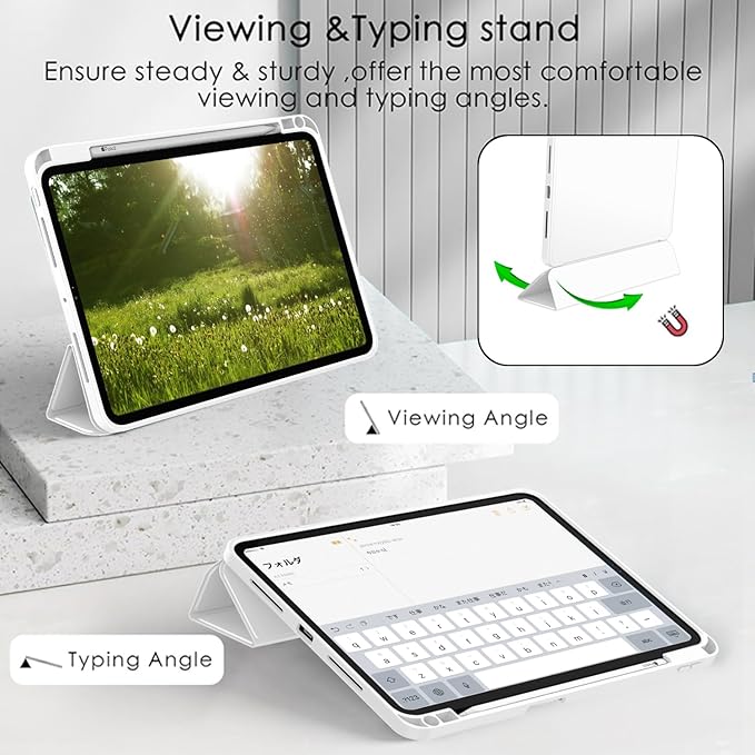 ZryXal iPad Pro 11 Inch Case (M5) 2025/ (M4) 2024 (Model: A2836/A2837/A3006) Trifold Stand Smart Cover with Pencil Holder and Soft TPU Back Auto Wake/Sleep (New White)