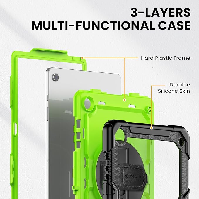 Timecity Case for Samsung Galaxy Tab A9 Plus 11 inch 2024 with Screen Protector Full-Body Drop Protection Case with Rotating Stand Hand/Shoulder Strap for Galaxy Tab A9+ (SM-X210/X216/X218) -Green