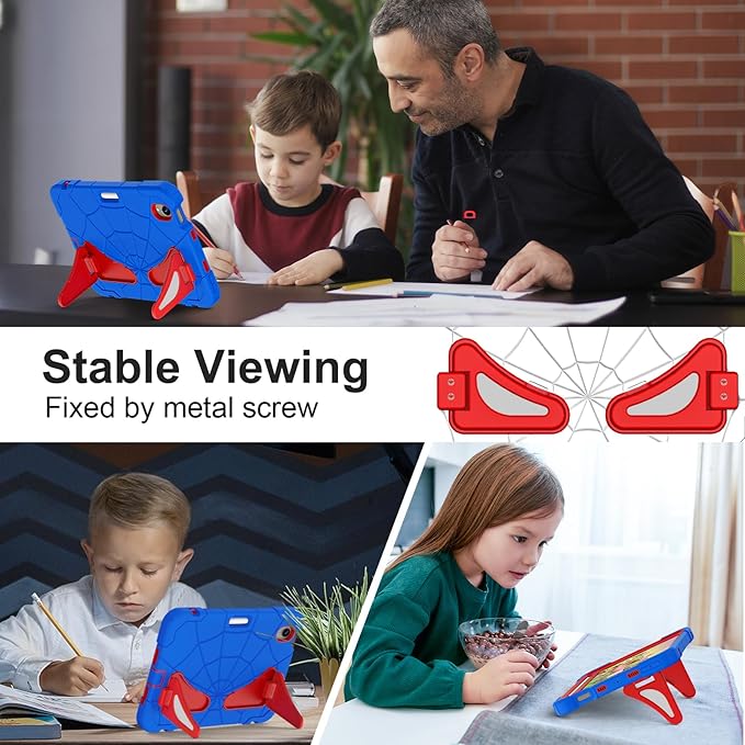 Case for iPad mini 7 (A17 Pro) 2024 iPad mini 6 2021 8.3-Inch Kids Friendly Shockproof Cover with Kickstand Shoulder Strap Pen Holder Support Pencil Pro &amp Pencil USB-C Blue Red