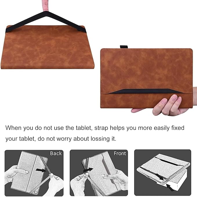 Shockproof Case for OnePlus Pad 3 / OnePlus Pad 2 Pro 13.2 inch Released 2025 - Retro PU Leather + TPU Hybrid Protective Cover with Anti-Slip Grip Strap &amp Card Slots -Brown