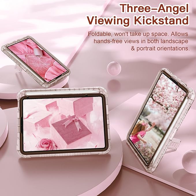 Case for iPad mini A17 Pro for iPad mini 7th/6th Generation Case 8.3 inch 2024/2021 with Pencil Holder/Stand Slim Cover for i Pad Mini 7/6 (Clear)