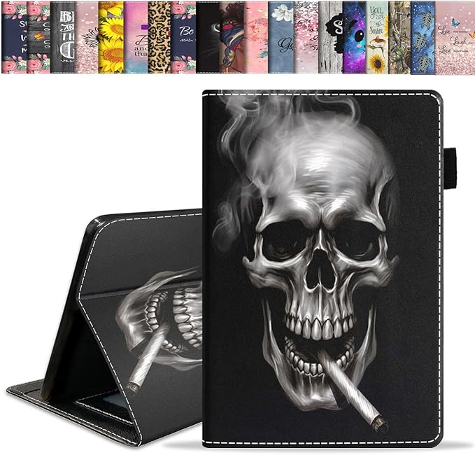 Case for All-New Amazon Fire HD 10 &amp 10 Plus Tablet 10.1 (13th/11th Generation 2023/2021 Release) Slim Stand Folio Cover with Card Slot &amp Auto Wake/Sleep - Skull Model Smoking