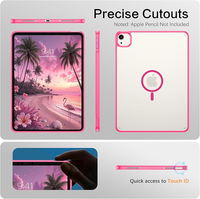 BENTOBEN for iPad Air 11 Inch Case M3/M2 (2025/2024) iPad Air 7th/6th Gen Magnetic CaseTranslucent Matte Shockproof Protective Tablet Cover for iPad Air 5th/4th Generation 10.9 2022/2020 Hot Pink