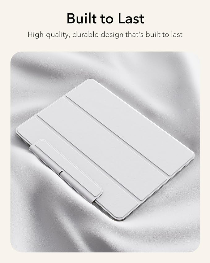 ESR for iPad Air 11 Inch Case M4/M3/M2 (2026/2025/2024) iPad Air 5th/4th Gen (2022/2020) Powerful Magnetic Attachment Slim Trifold Stand Case Auto Wake/Sleep Durable Protection White