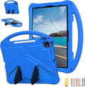 for iPad Pro 12.9 inch Kids Case 6th/5th/4th/3rd Generation (2022/2021/2020/2018) with Kickstand/Pencil Holder/Handle Stand Lightweight Soft EVA Shockproof Heavy Duty Protective Cover Blue