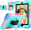 for iPad 9th/8th/7th Generation CaseiPad 10.2 Case 2021/2020/2019 with Cute Key Chain Rugged Protective Case with 360°Rotating Stand &amp Shoulder Hand Strap &amp Pen Slot for 10.2 Inch (Rainbow