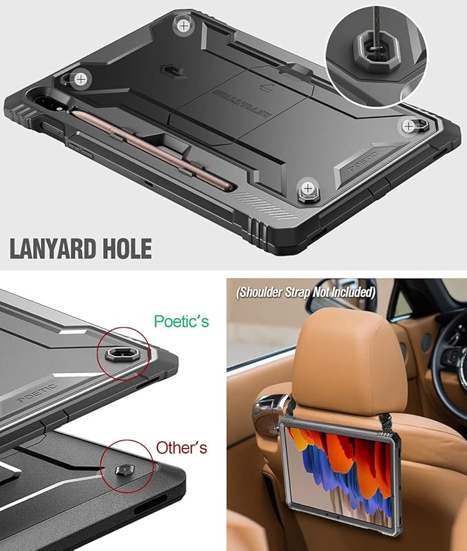 Poetic Revolution Series for Samsung Galaxy Tab S7 Tablet Case 11 Inch Model SM-T870/ SM-T875 (2020 Release) Full-Body Heavy Duty Case Built-in-Screen Protector Black