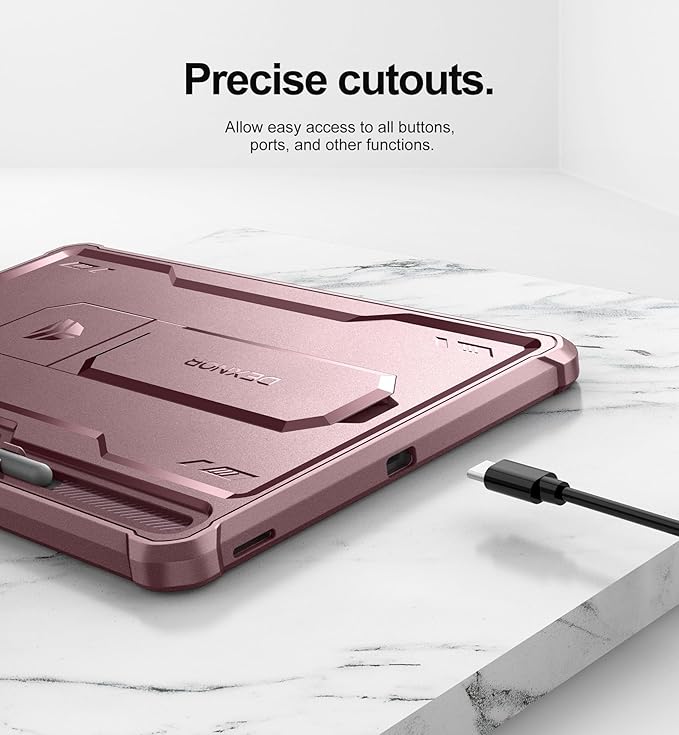 Dexnor Case for Samsung Galaxy Tab S9 FE Plus 12.4 Inch 2023 [Built in Screen Protector &amp Kickstand] with Pen Holder Heavy Duty Shockproof Full Body Protective Cover for Galaxy Tab S9 FE+Pink