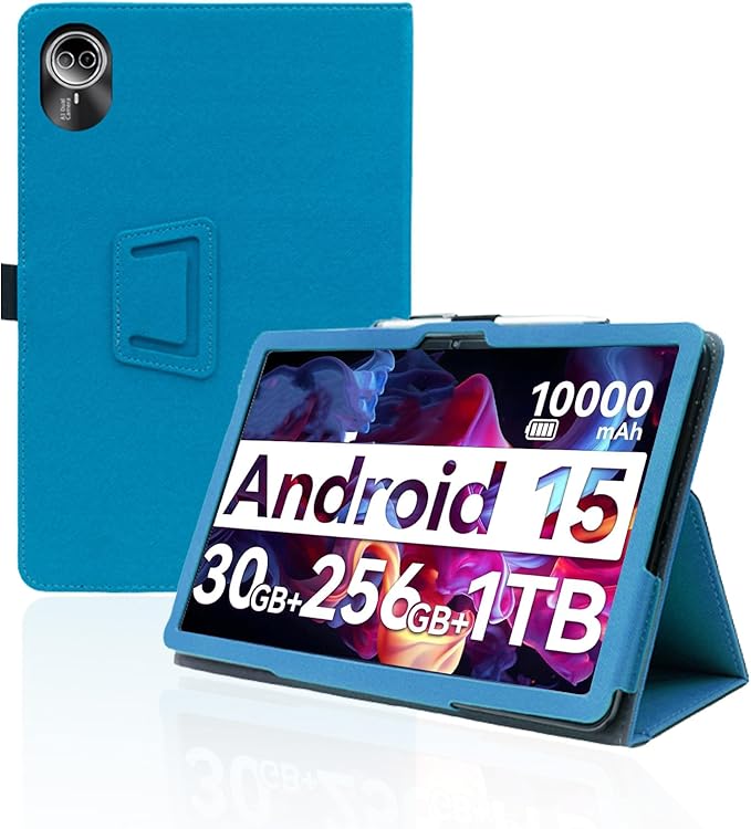 for Urao G140L 2025 14 Inch Android Tablet CaseBOVUGAC Folding Stand Protective Cover with Pencil Holder and Wrist StrapFull Protection Premium PUScratch Resistant(Sky Blue)