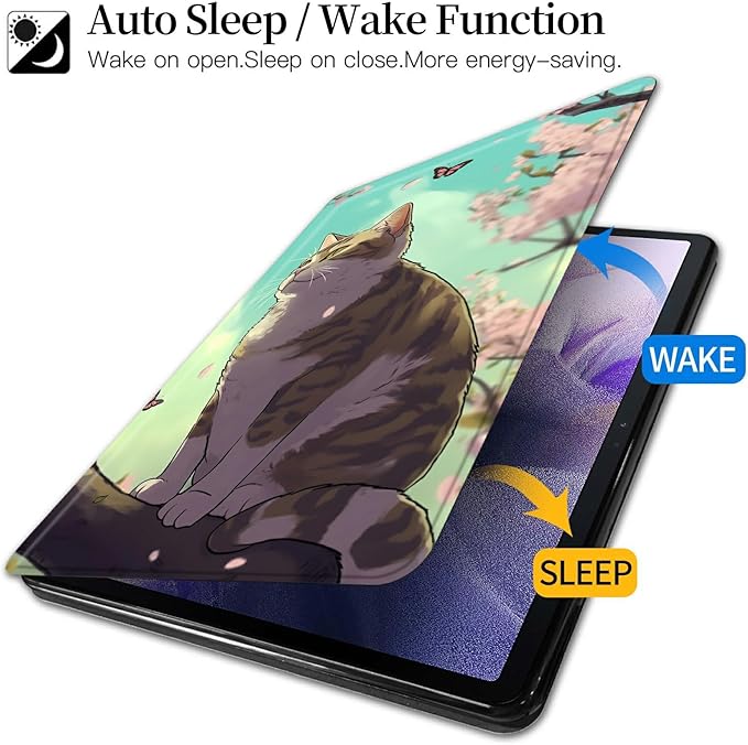 Case for Kindle Fire HD 8 Tablet (8th/7th/6th Generation 2018/2017/2016 Release) Butterfly Cat Theme 360 Degree Rotating Stand Protective Cover with Auto Sleep/Wake for HD 8 Tablet