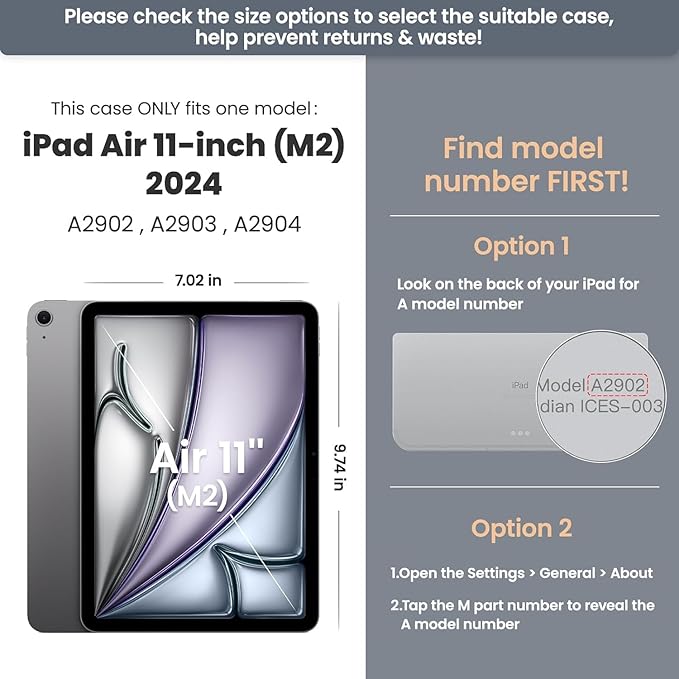 Herize Case for iPad Air 11 Inch M3/M2 with Screen Protector | Case for iPad Air 7th/6th Generation 11 Inch 2025/2024 | Shockproof Protection Cover W/Pen Holder Kickstand Hand Grip Shoulder Strap