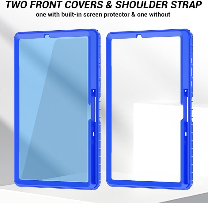 Case for Samsung Galaxy Tab S10 Lite / S10 FE / S9 FE 5G / S9 Tablet Case 10.9''/ 11'' with Screen Protector Pen Holder 360°Rotate Hand Strap/Stand Shoulder Strap Blue