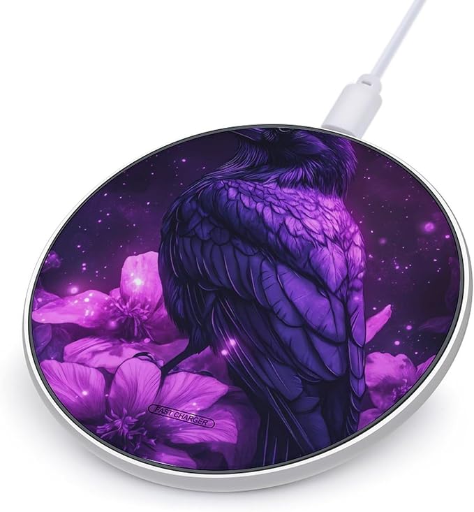 Magic Crow Wizard Black Raven Phone Charger Magnetic Charging Pad Anti-Slip with USB Cable