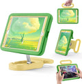 Kids Case for iPad 9th Gen 2021/ iPad 8th Gen 2020/ iPad 7th Gen 2019 Adjustable Portrait/Landscape Stand Drop Proof with HandleChild Friendly Cover for iPad 10.2 Inch (GreenYellow)