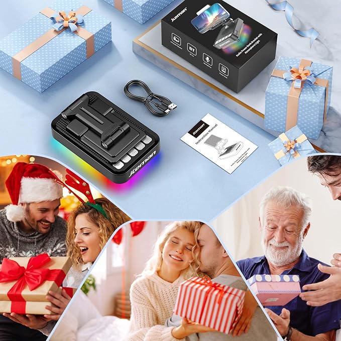JTEMAN Gifts for Men Women Phone Stand Bluetooth Speaker with Light and Charging Function 360 Rotating Phone Holder Cool Tech Gifts for Dad Mom Husband Unique Birthday Gift Ideas