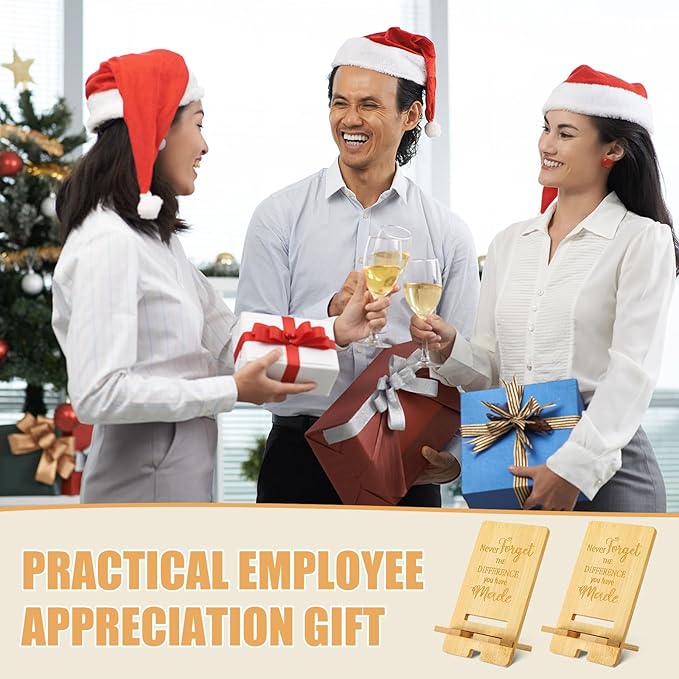Ripeng 60 Pcs Employee Appreciation Gifts Bulk Bamboo Phone Stand for Desk Office Worker Thank You Gift for Administrative Assistant Team Coworkers Staff Nurse Teacher Week (Difference Made)